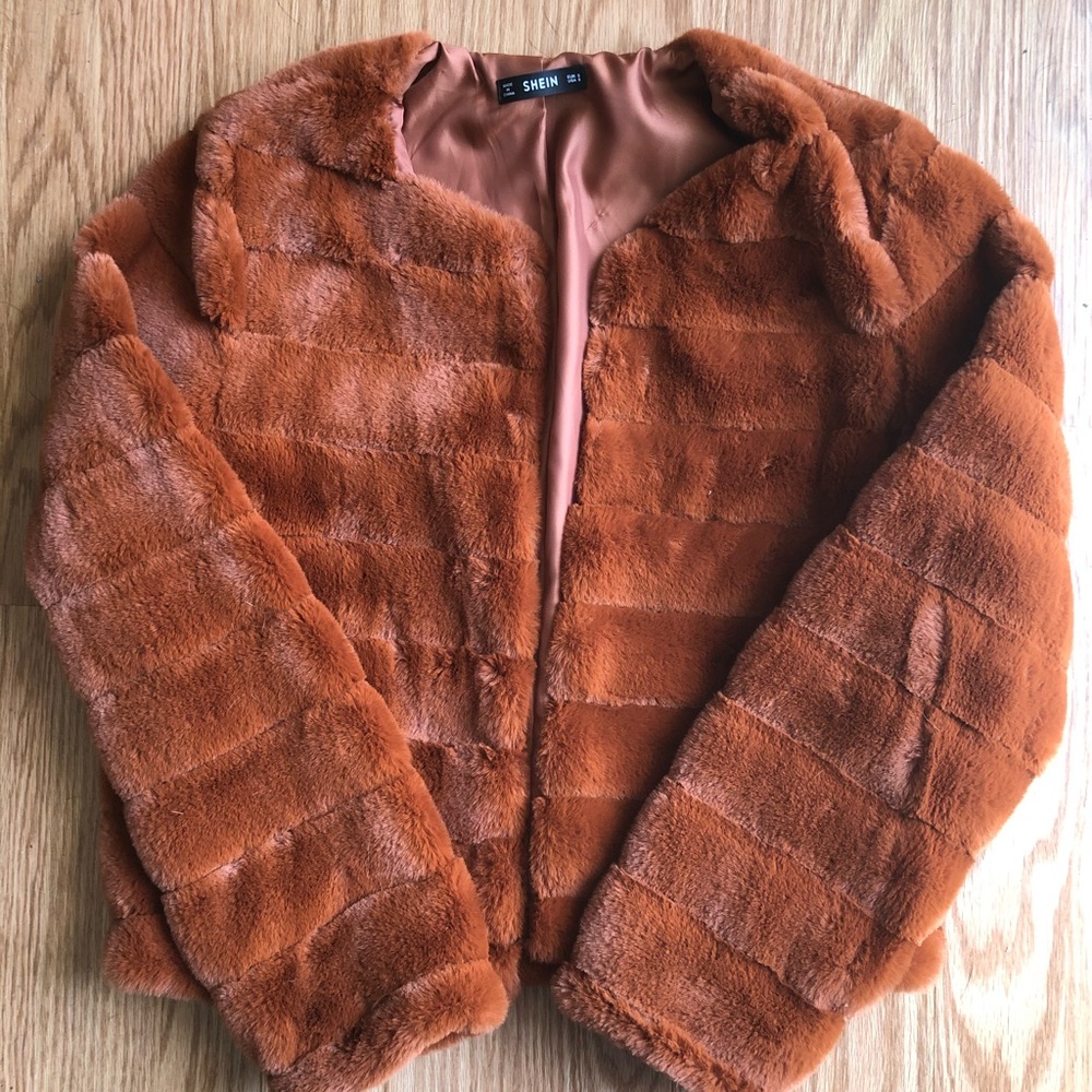 Dark orange fur coat